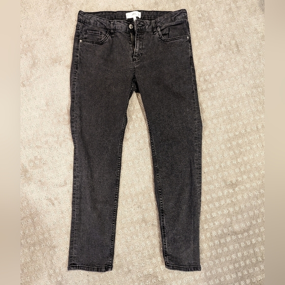 Mango Straight Leg Mid Rise Cropped Jeans Size 10 Faded Black - Picture 3 of 11